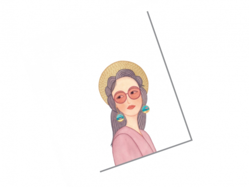 Postcard - woman with earrings
