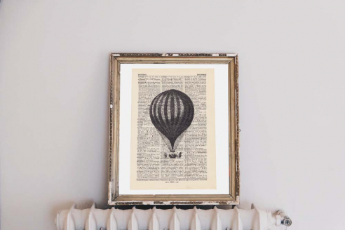 Balloon - Print on antique book page