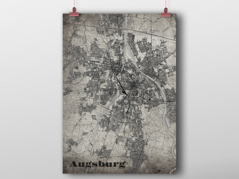 City map Augsburg in OldSchool-Sytle