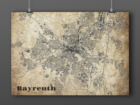 City map of Bayreuth in Vintage Style
