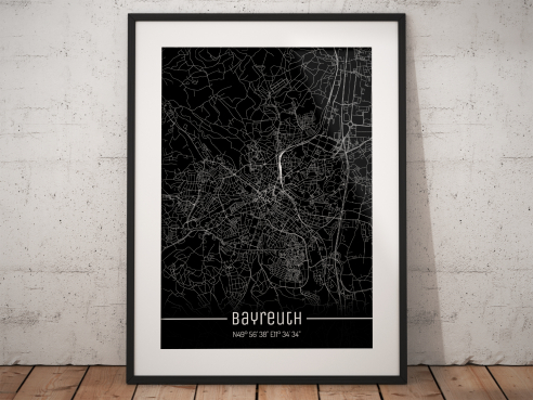 City map of Bayreuth - Just a Black Map