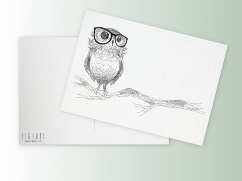 postcard Glasses-owl