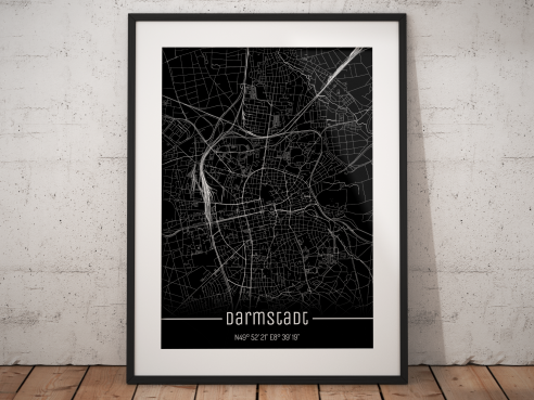 City map of Darmstadt - Just a Black Map