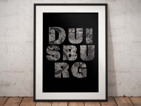 Duisburg - Map In Black - City Poster