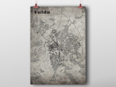 City map Fulda in OldSchool-Sytle