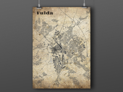 City map of Fulda in Vintage Style