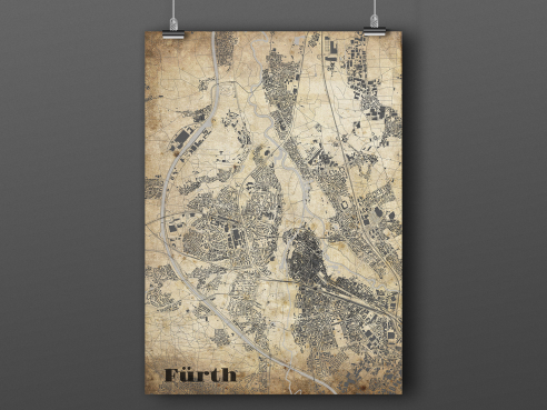 City map of Fürth in Vintage Style
