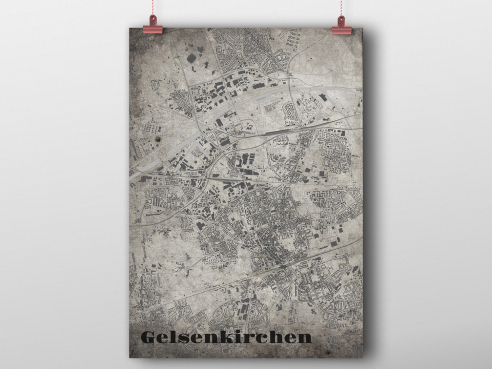 City map Gelsenkirchen in OldSchool-Sytle
