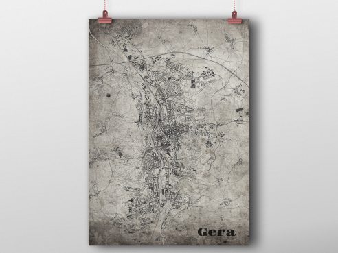 City map Gera in OldSchool-Sytle