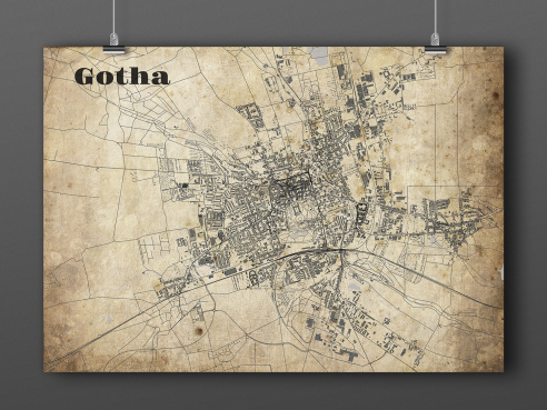 Stadtplan Gotha im Vintage-Style