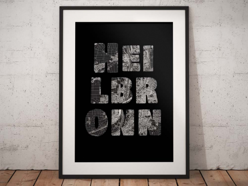 Heilbronn - Map In Black - City Poster - Kopie