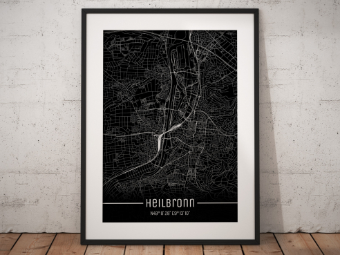 City map of Heilbronn - Just a Black Map