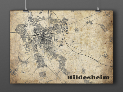 City map of Hildesheim in Vintage Style