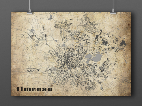 City map of Ilmenau in Vintage Style