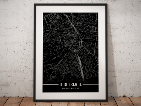 City map of Ingolstadt - Just a Black Map