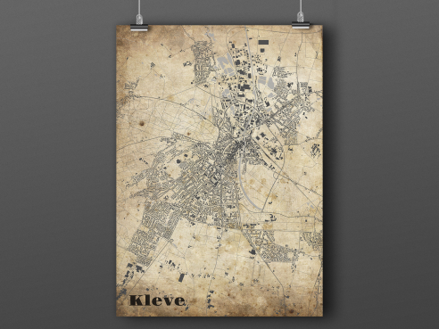 City map of Kleve in Vintage Style