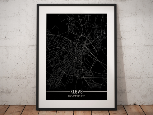 City map of Kleve - Just a Black Map