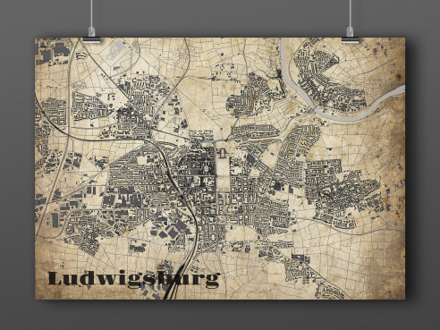 City map of Ludwigsburg in Vintage Style