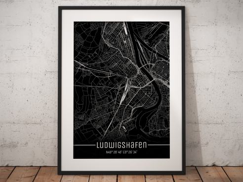 City map of Ludwigshafen - Just a Black Map