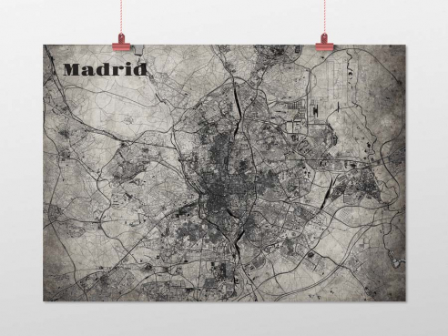 Stadtplan Madrid im Old School - Style