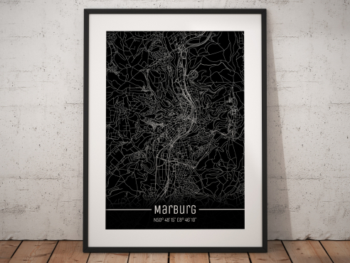 City map of Marburg - Just a Black Map