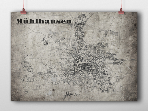 Stadtplan Mühlhausen im Old School - Style