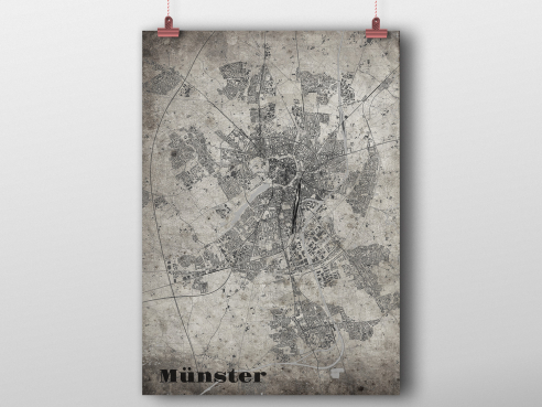 City map Münster in OldSchool-Sytle