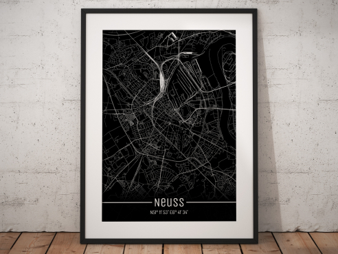 City map of Neuss - Just a Black Map
