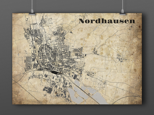 City map of Nordhausen in Vintage Style