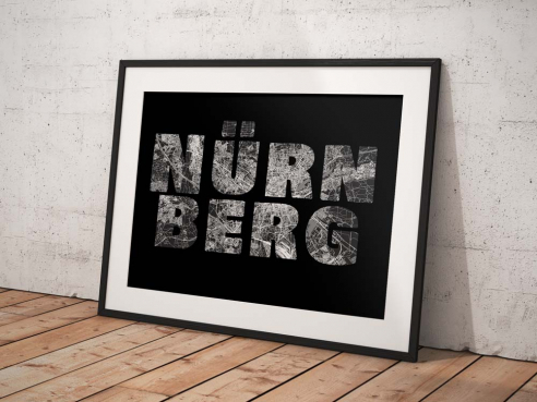 Nuremberg - Map In Black - City Poster
