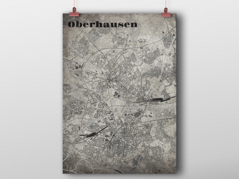 City map Oberhausen in OldSchool-Sytle
