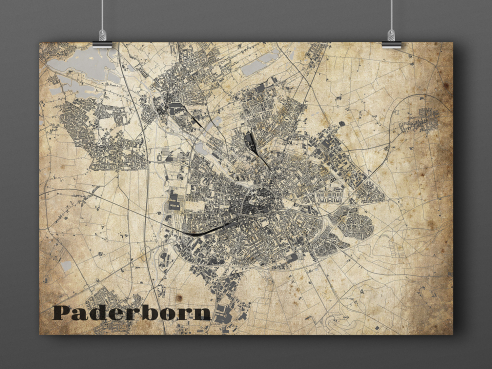 City map of Paderborn in Vintage Style