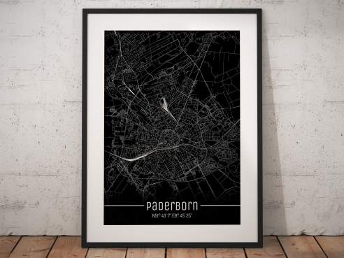 City map of Paderborn - Just a Black Map