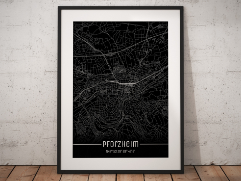 City map of Pforzheim - Just a Black Map
