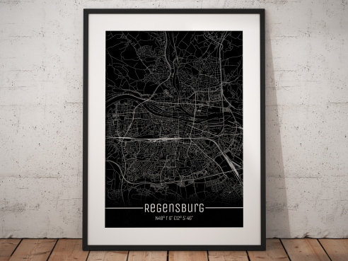 City map of Regensburg - Just a Black Map