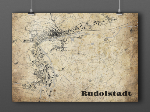 City map of Rudolstadt in Vintage Style