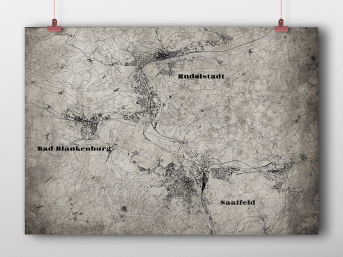 Map of Cities triangle at the Saalebogen in OldSchool-Sytle