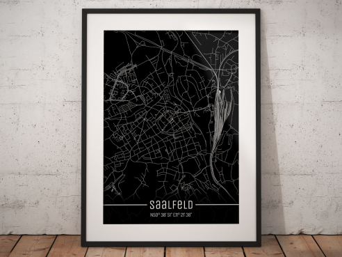 City map of Saalfeld - Just a Black Map