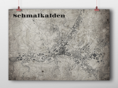 City map Schmalkalden in OldSchool-Sytle