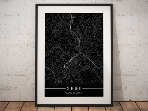 City map of Siegen - Just a Black Map
