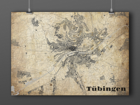 City map of Tübingen in Vintage Style - Kopie