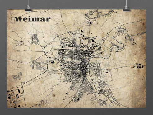 Stadtplan Weimar im Vintage-Style