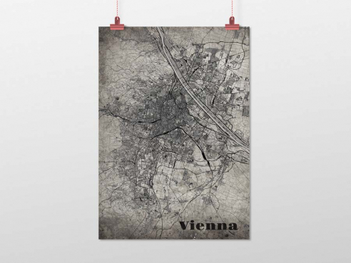 City map Vienna in OldSchool-Sytle