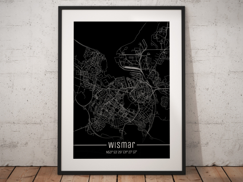 City map of Wismar - Just a Black Map