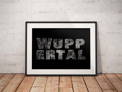 Wuppertal - Map In Black - City Poster