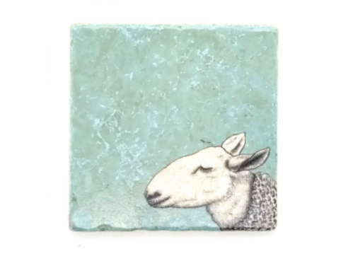 Illustrated tile - sheep