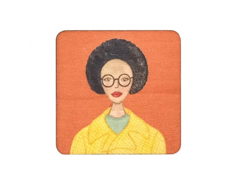 wooden magnet - woman with afro