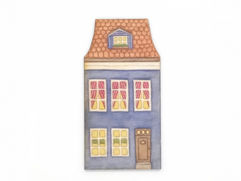 wooden magnet - blue house