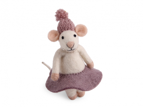 Maus mit lila Kleid