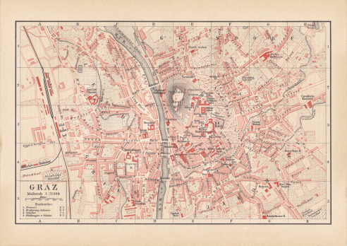 Vintage Stadtplan Graz